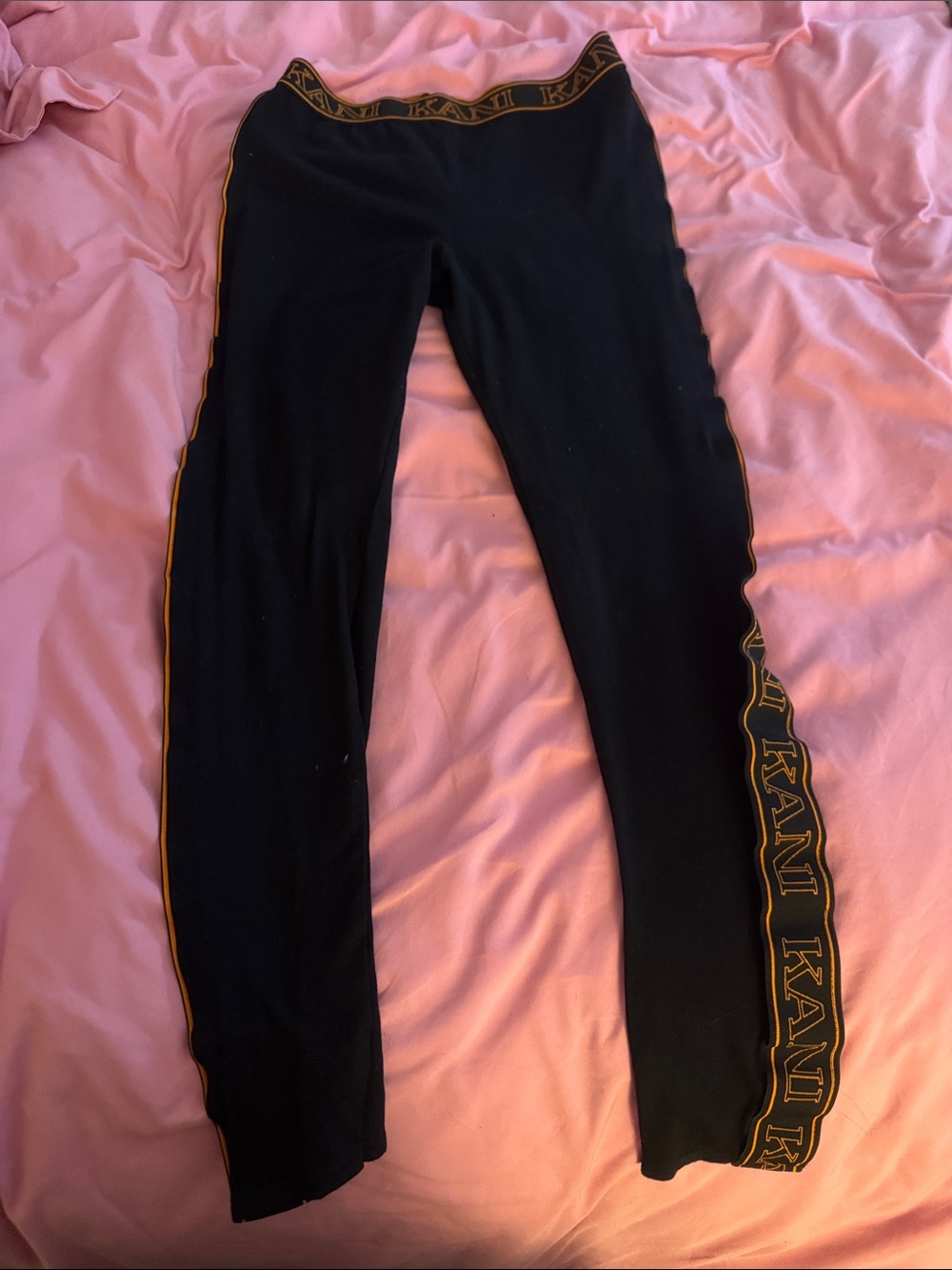 Women’s  Black Leggings with Gold Trim KARL KANIx PRETTY LITTLE THING COLLAB